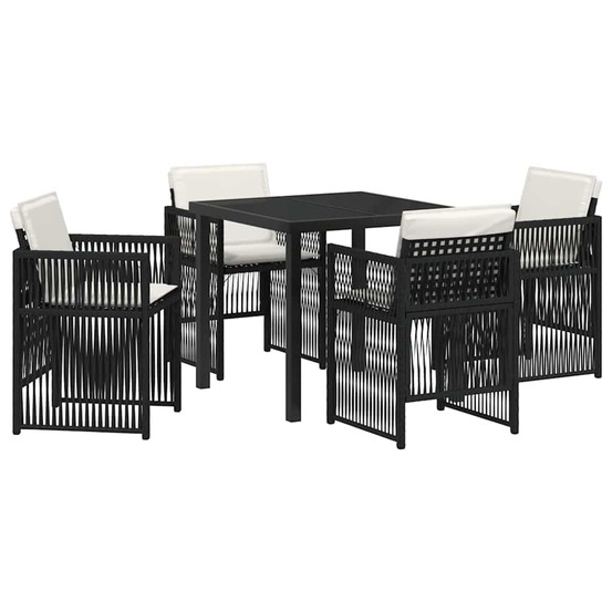 Ensemble de salle à manger pour jardin 5 pcs noir poly rotin
