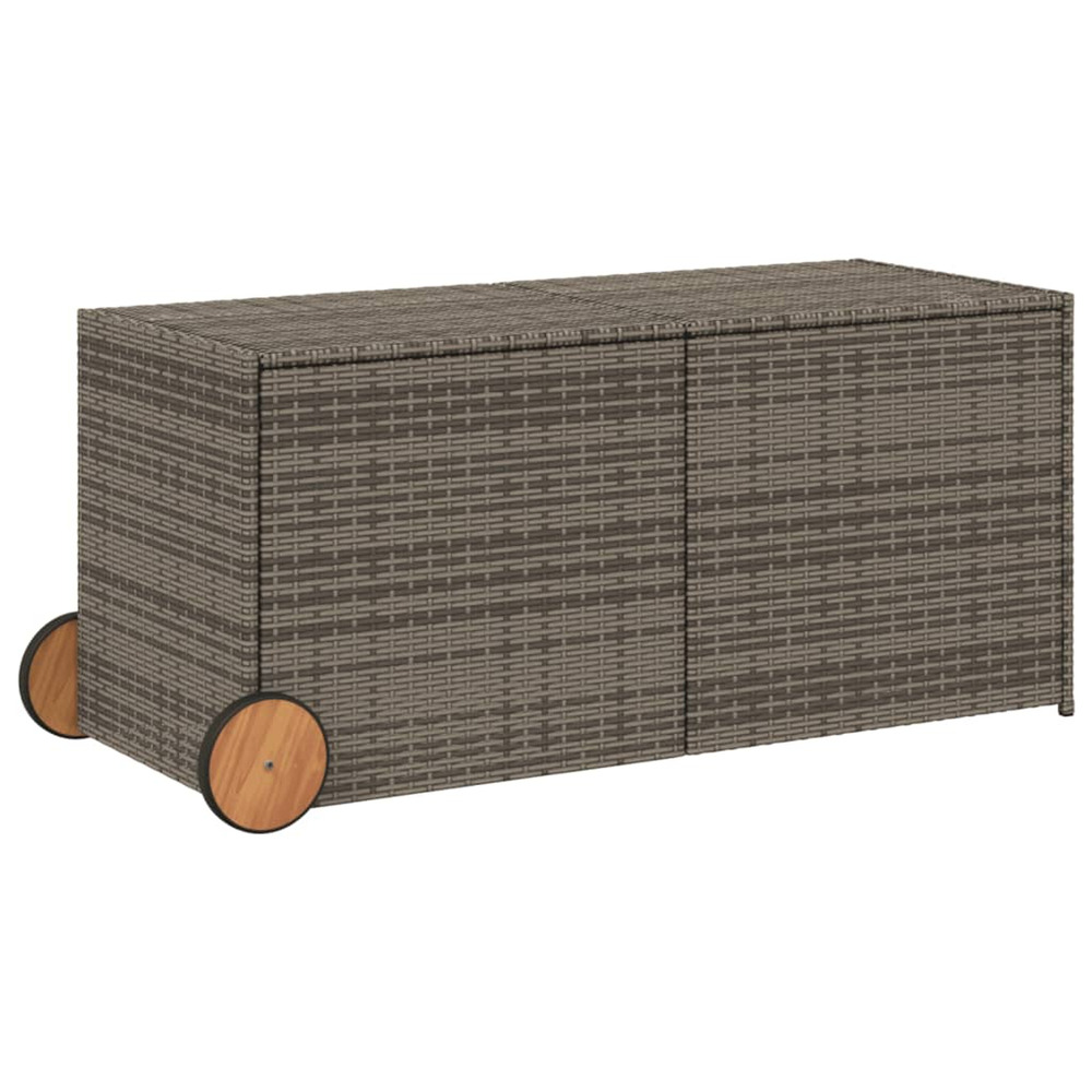 Boîte de rangement de jardin et roues gris 283l résine tressée
