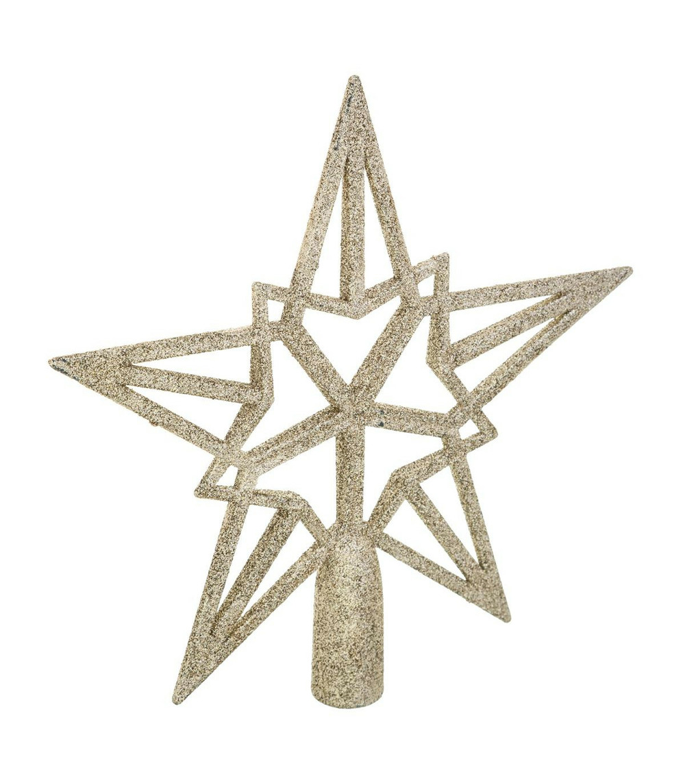 Déco sapin de noël cimier étoile or pailleté