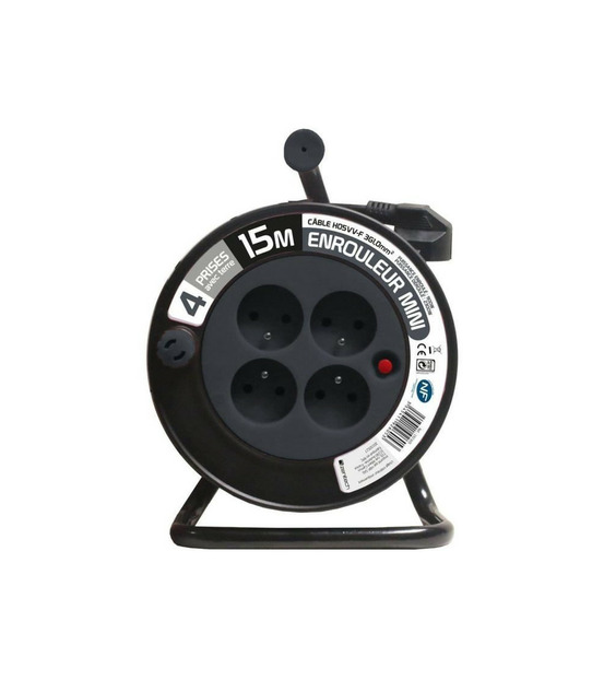 Enrouleur ménager 15m 3g1 mm² - gris