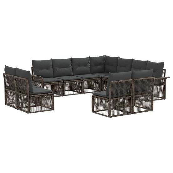 Ensemble de canapé de jardin 11 pc gris polyrotin