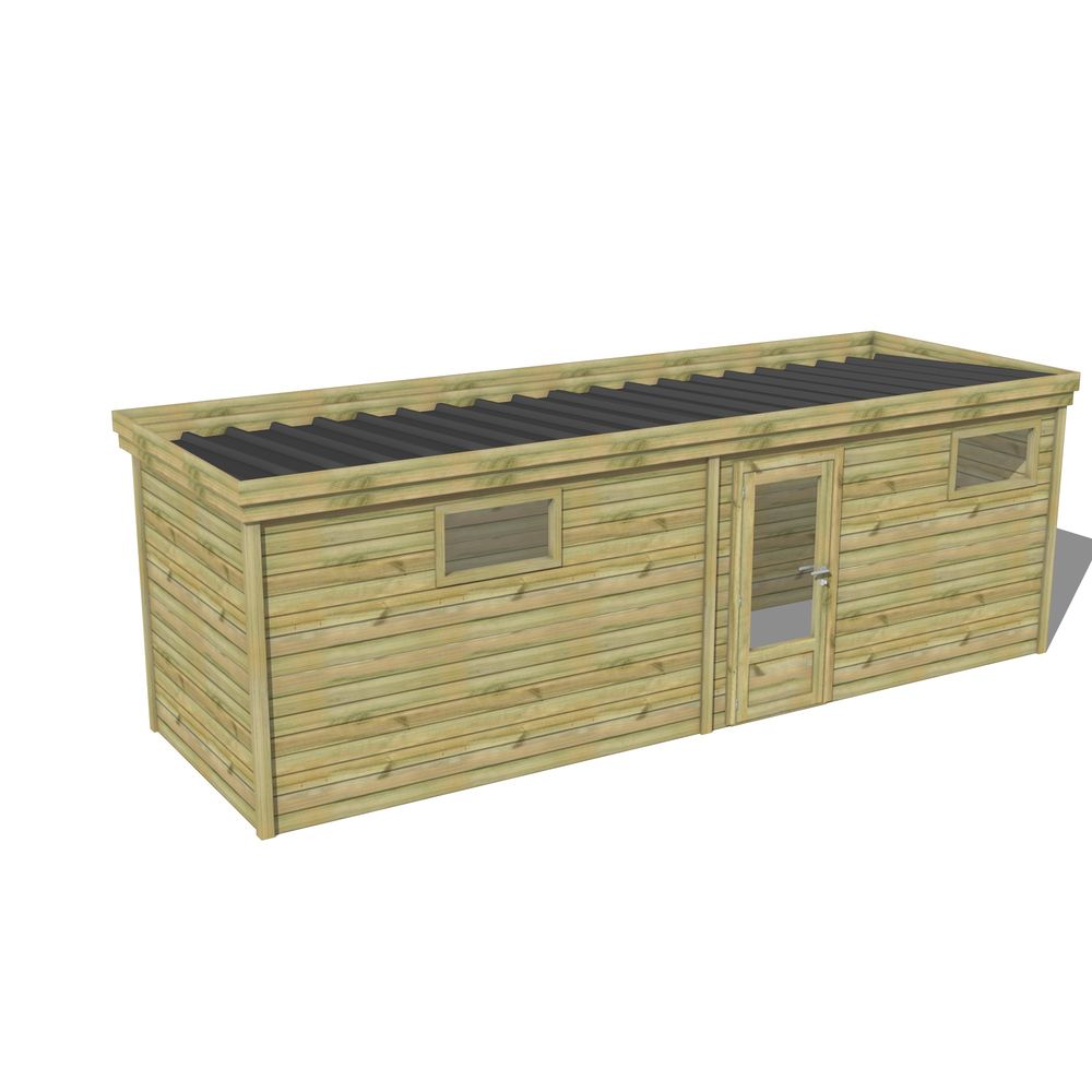 Abri de jardin bois pin traité autoclave 27mm - 6,795x2,14m / 15m2 - bac acier - abri français