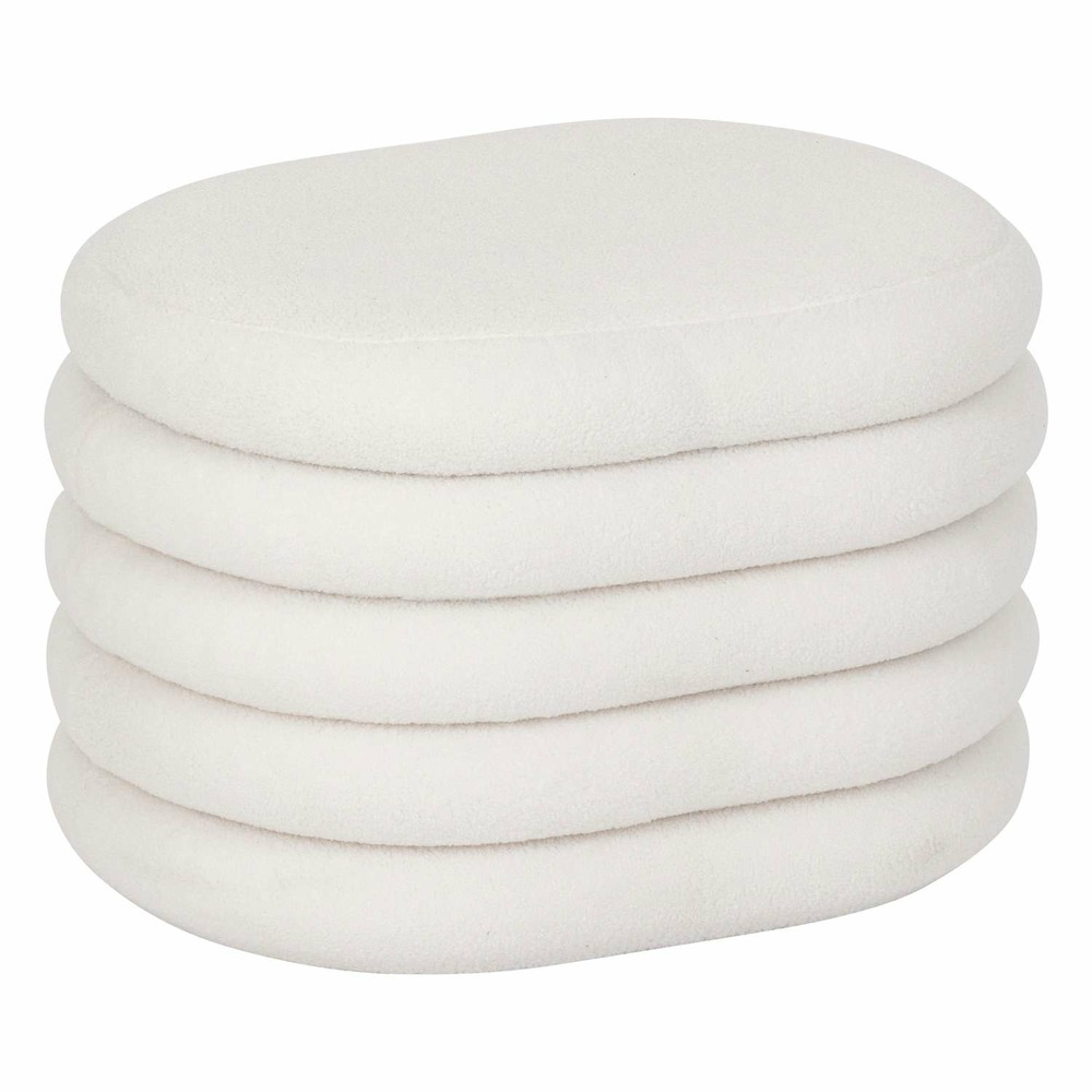 Pouf de rangement en bouclette guilia - blanc