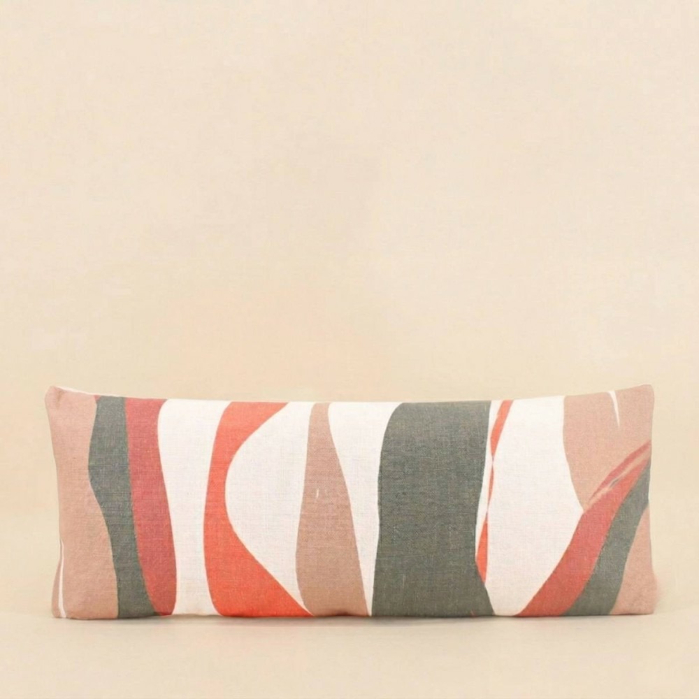 Coussin effet lin déperlant & anti-uv imprimé coloré 30x70cm