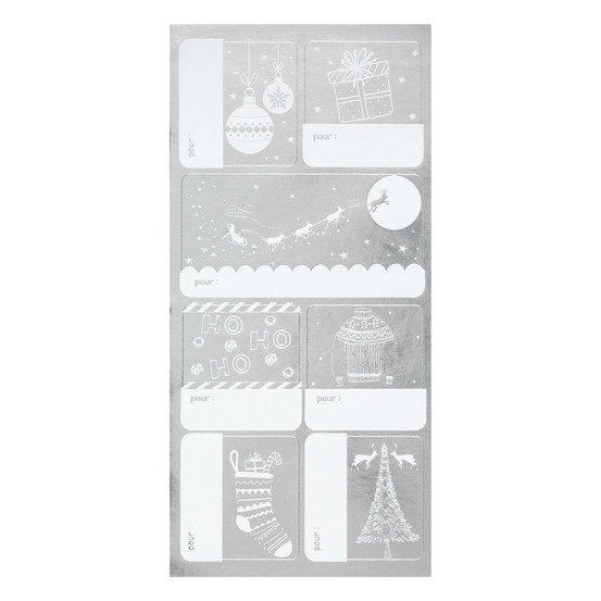 Planche étiquettes cadeau décorées 11x26,8cm autocollantes assorti