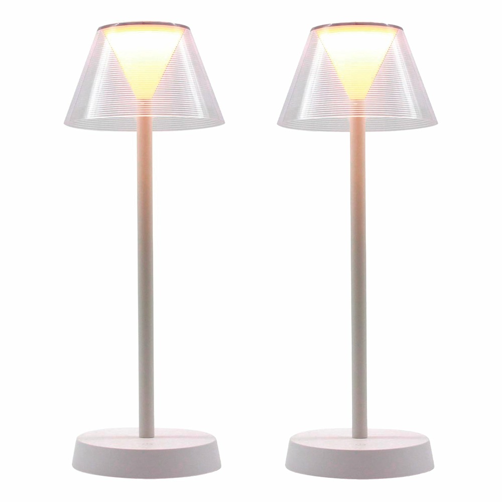 2 lampes de table sans fil beverly blanc h34cm