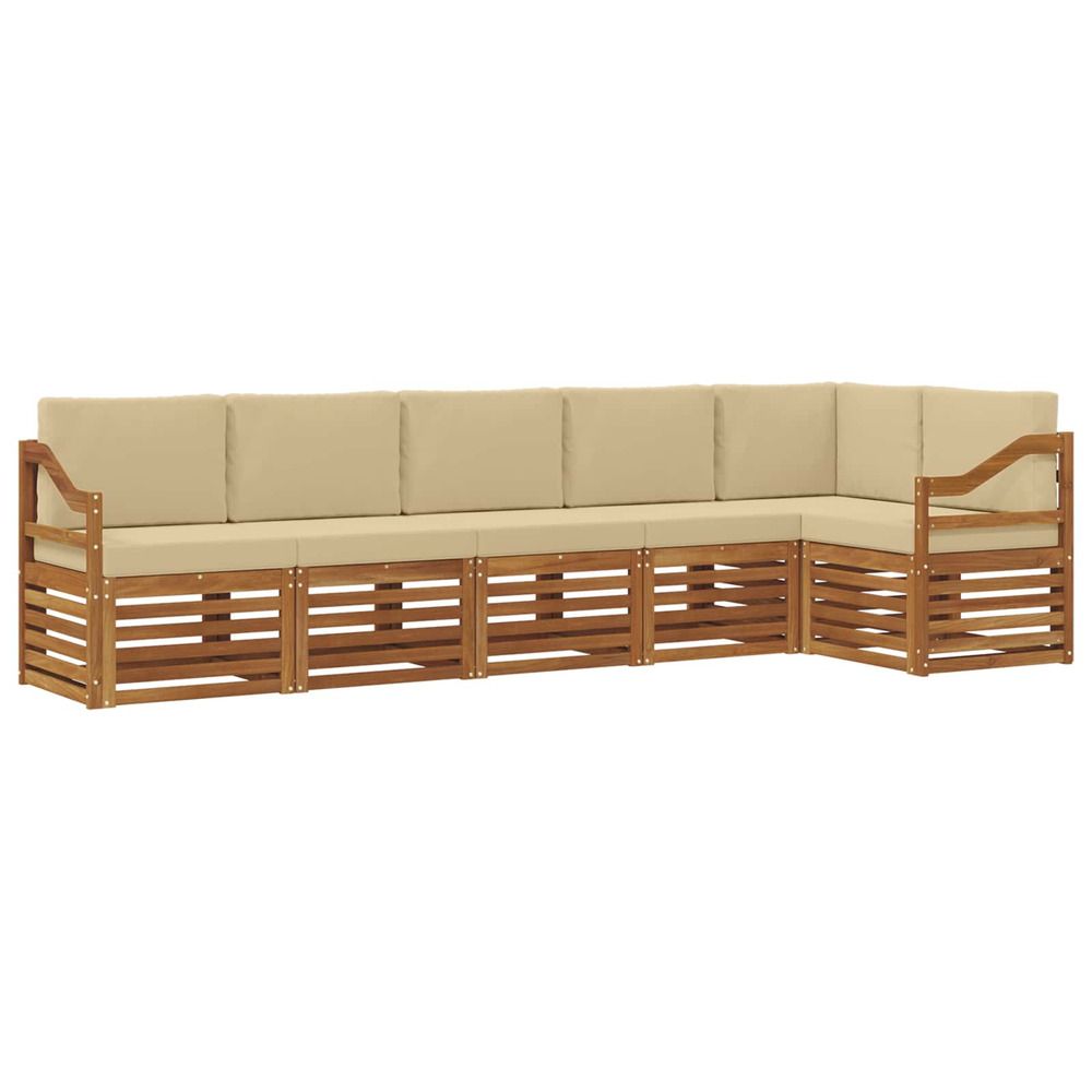 Ensemble de canapés d'extérieur 6 pc naturel et beige polyester
