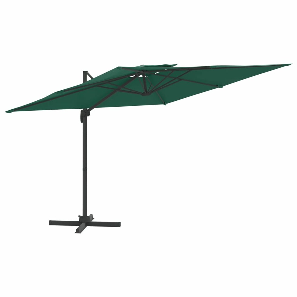 Parasol cantilever à double toit vert 300x300 cm