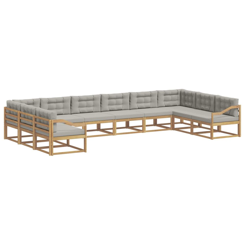 Ensemble de canapés d'extérieur 10 pc blanc et gris clair