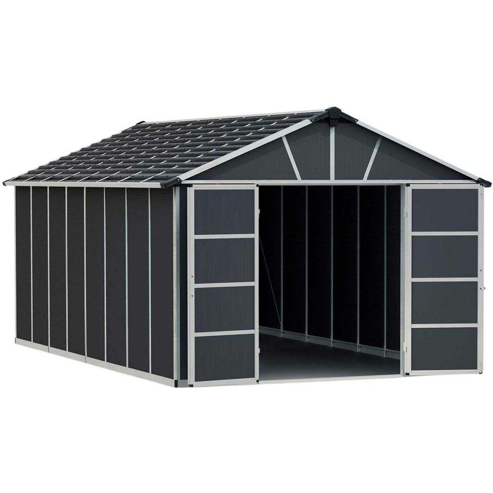 Abri de jardin en aluminium et polycarbonate gris avec plancher yukon 17. 2m²