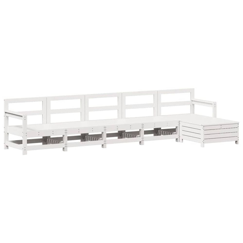 Salon de jardin 6 pcs blanc bois de pin massif