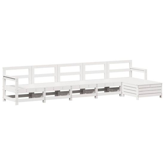 Salon de jardin 6 pcs blanc bois de pin massif