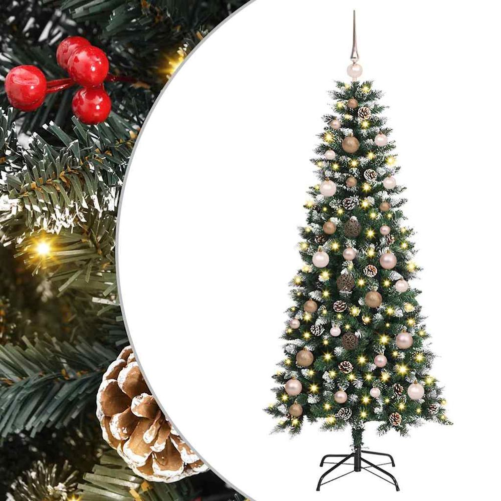 Sapin de noël artificiel vert 150 cm pvc, plastique et acier