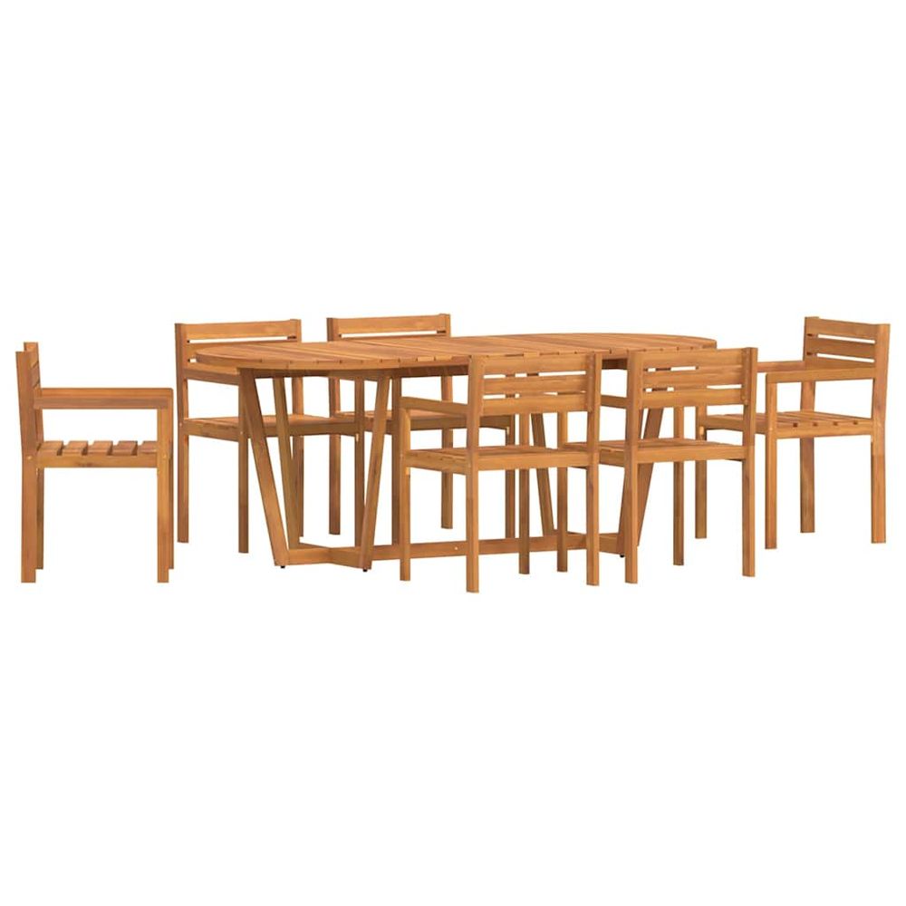 Ensemble de salle à manger de jardin 7 pcs en bois massif d'acacia