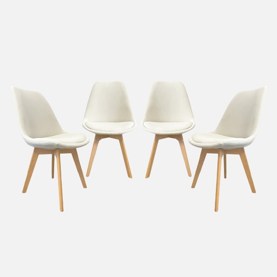 Lot de 4 chaises scandinaves revêtement velours côtelé, pieds bois de hêtre - nils