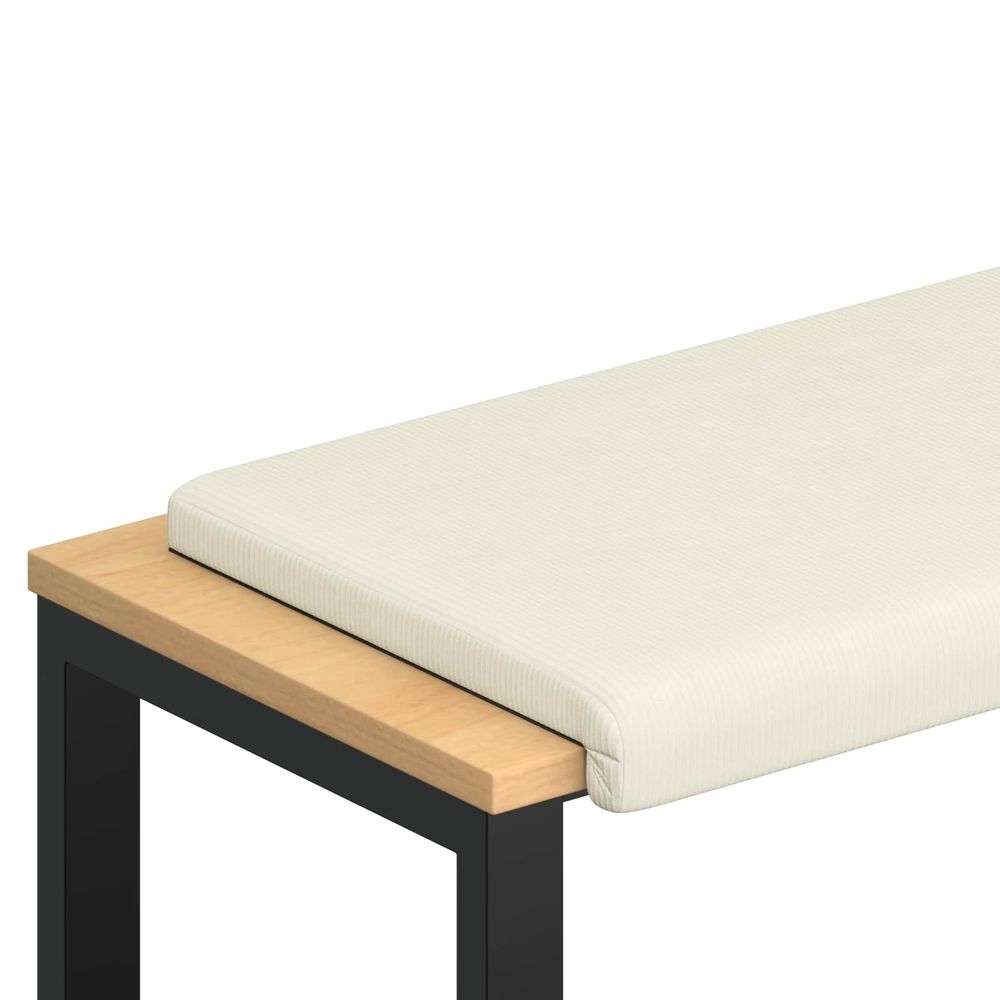 Coussin de banc velours côtelé crème profondeur 35 cm