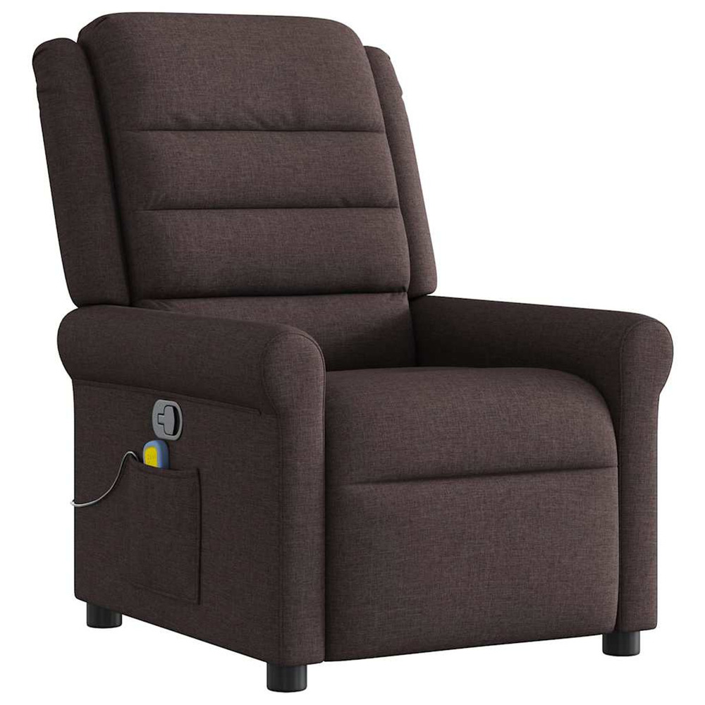 Fauteuil de massage inclinable marron foncé tissu