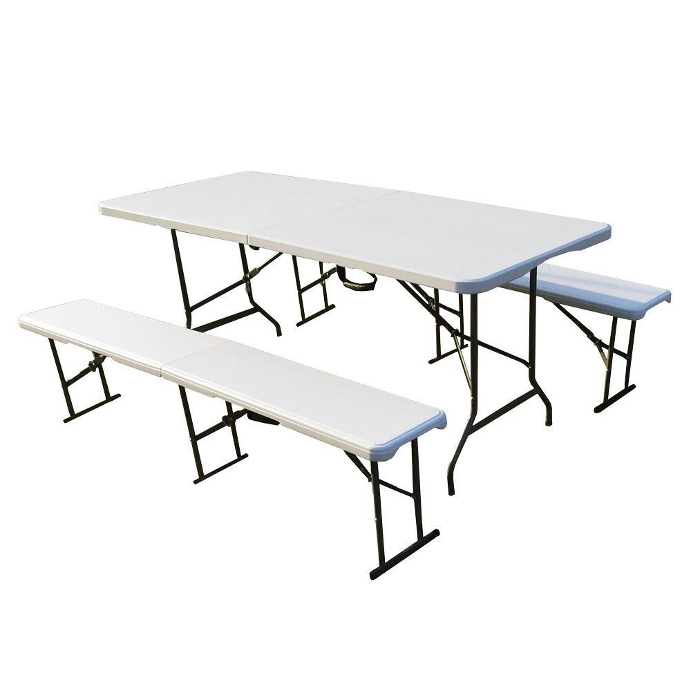 Ensemble table et banc pliants - plastique - 183 x 130 cm