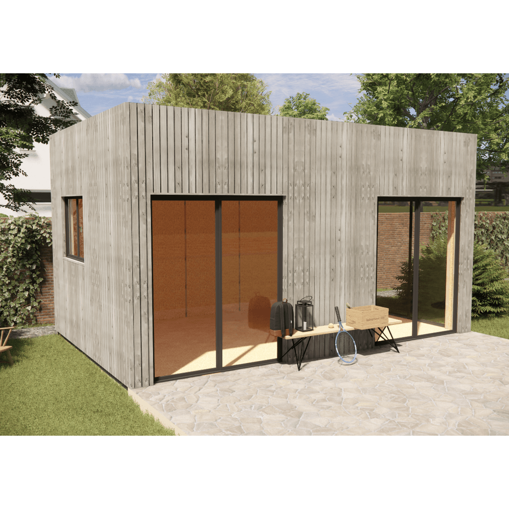 Studio de jardin re2020 en bois 5,5 x 3,5 x 3,2 m / isolation re2020 / menuiseries alu k-line