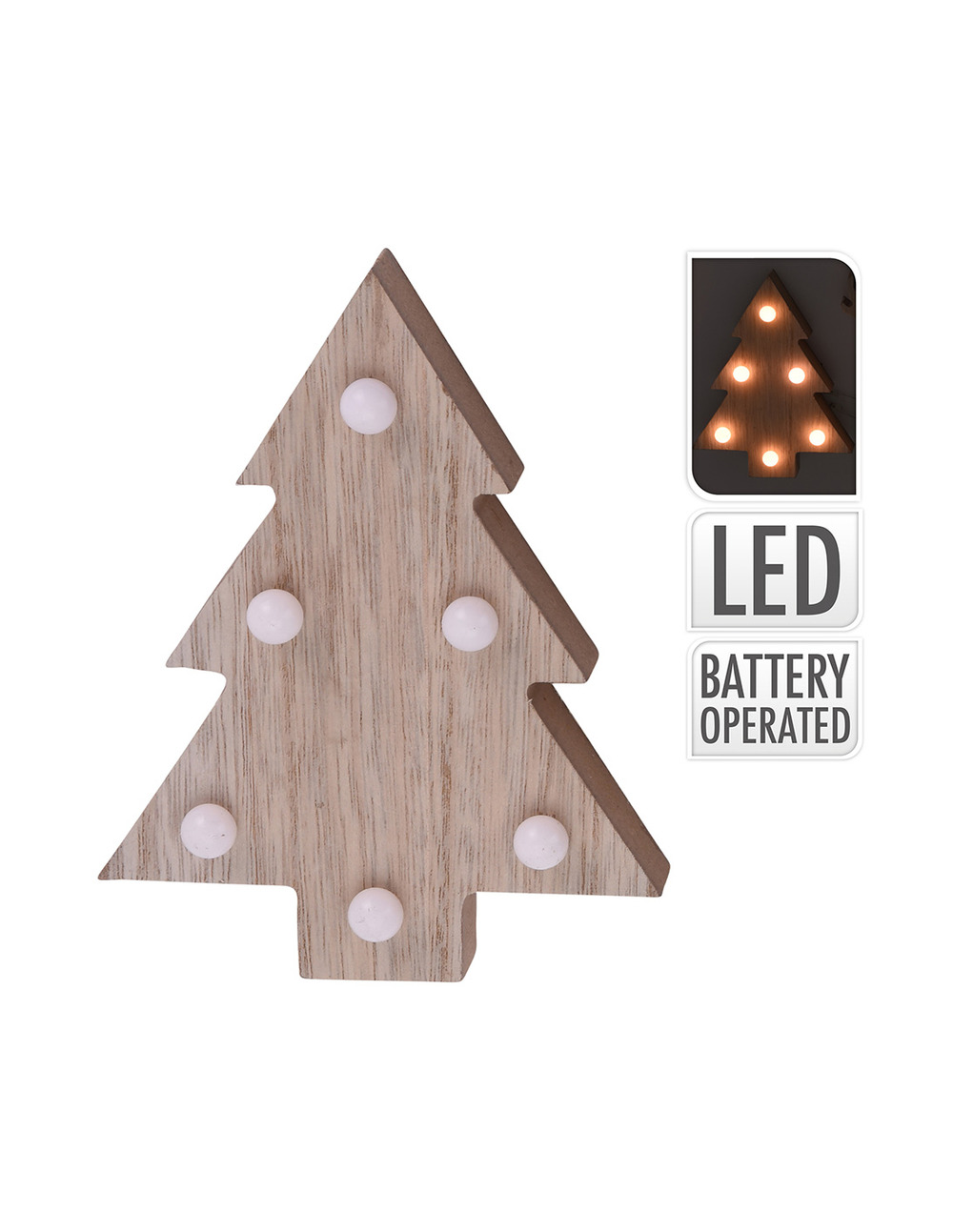 Figurine en bois décorative pour noel avec leds 10x3x13cm couleurs / modèles assortis