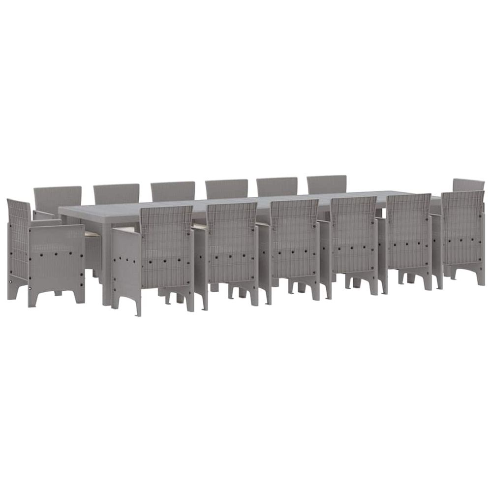 Ensemble de salle à manger pour jardin 15 pc gris clair