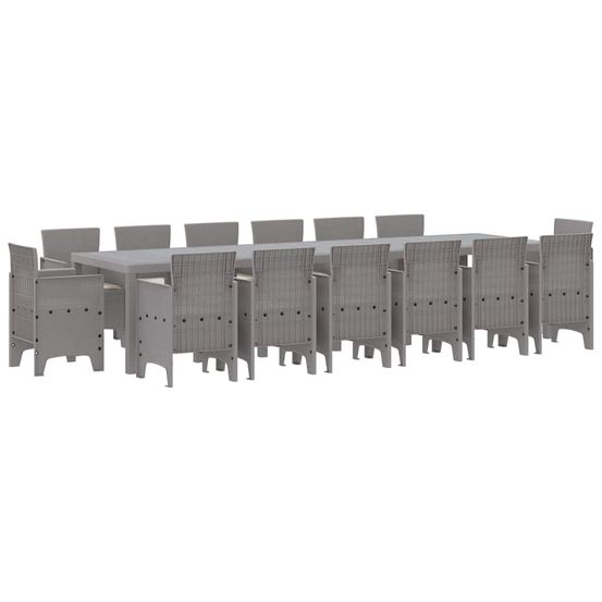 Ensemble de salle à manger pour jardin 15 pc gris clair