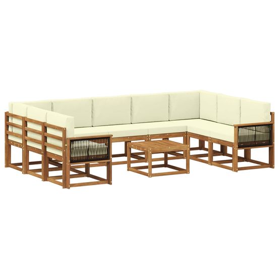 Ensemble de canapés d'extérieur 10 pc naturel et crème
