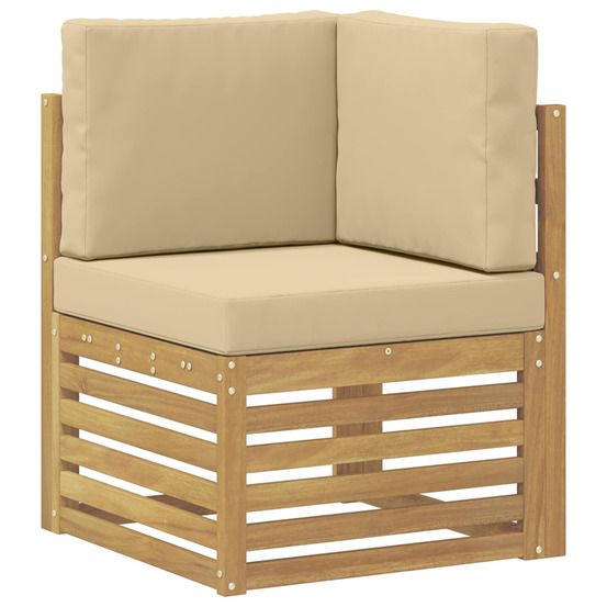 Canapé d'angle extérieur bois d'acacia massif blanc