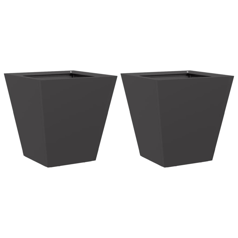 Jardinière d'extérieurs 2 pcs noir 30x30x30 cm acier