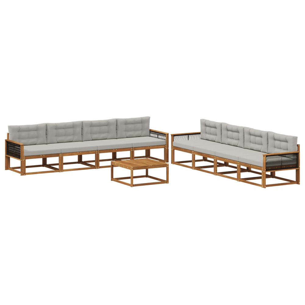 Ensemble de canapés d'extérieur 9 pcs naturel et gris clair