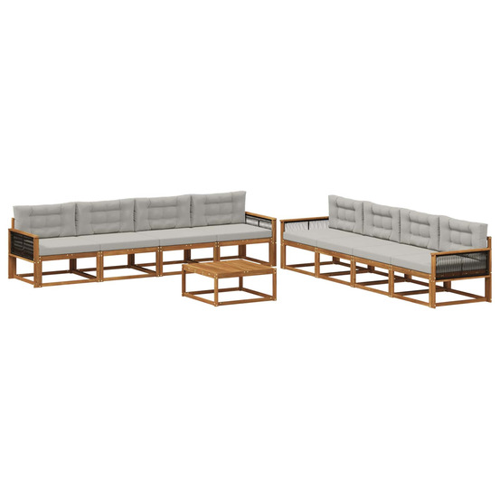 Ensemble de canapés d'extérieur 9 pcs naturel et gris clair