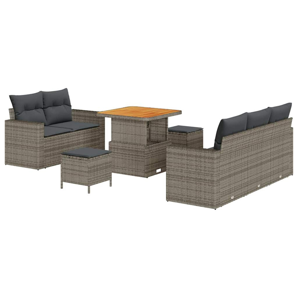 Ensemble de canapé de jardin avec coussin 8 pcs gris polyrotin