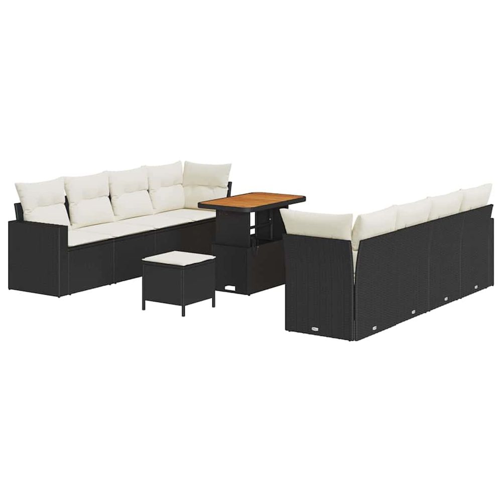 Ensemble de canapé de jardin 11 pc noir polyrotin