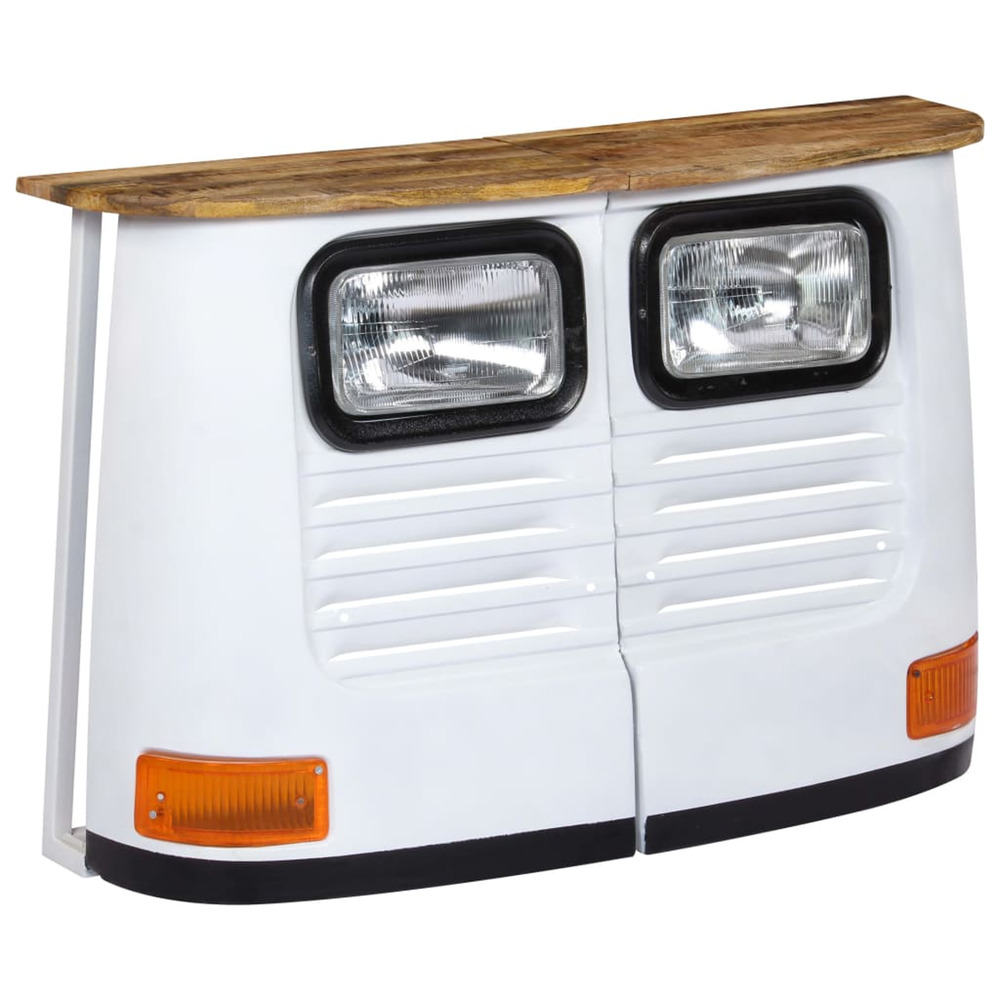 Buffet bois de manguier massif forme de camion blanc