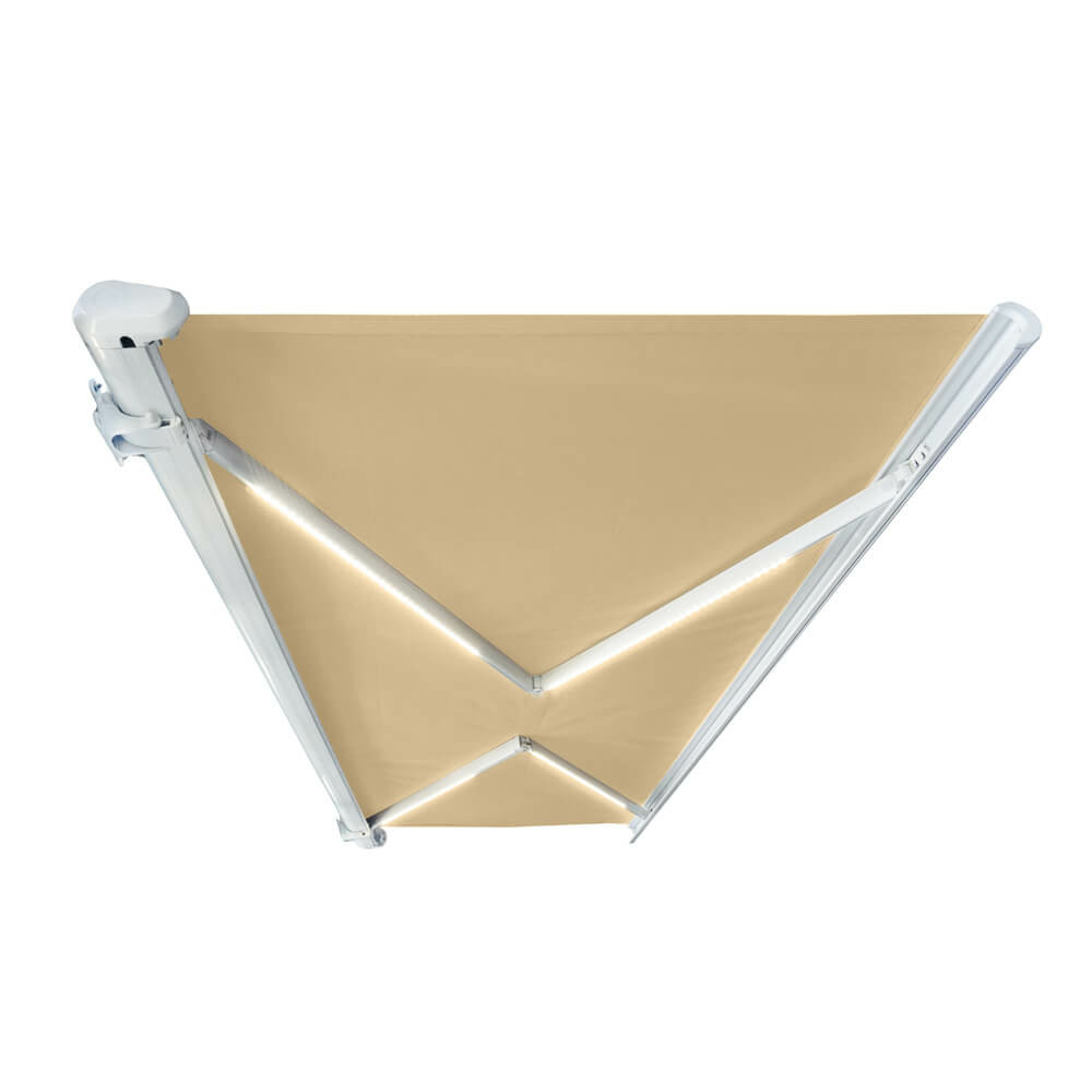 Home deluxe - store banne complet à led elos - couleur sable, 585 x 300 cm - avec capteur de vent et de soleil, télécommande,