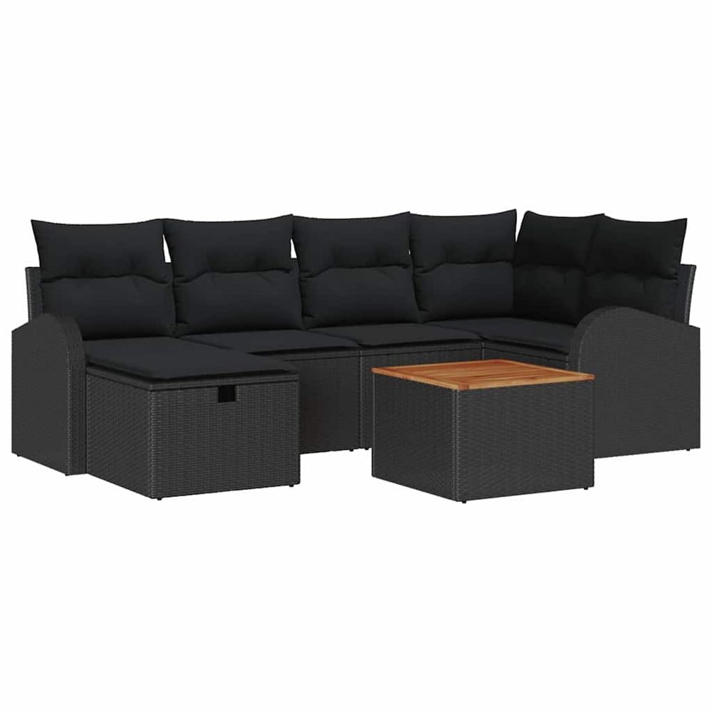 Ensemble de canapé de jardin 7 pc noir poly rotin
