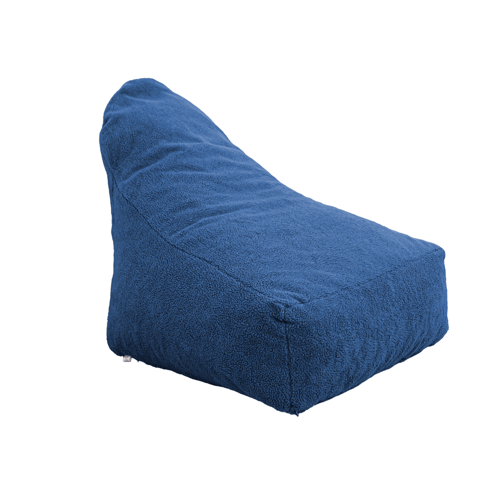 Pouf fauteuil xxl d'intérieur en tissu sherpa - 120x70x90 cm - bleu pétrole