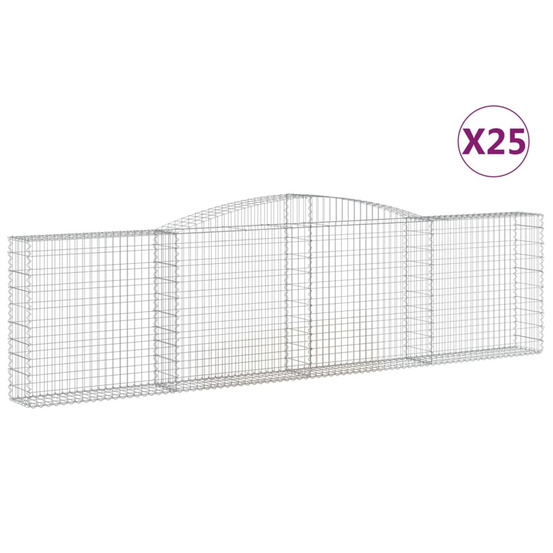 Paniers à gabions arqués 25 pcs 400x30x100/120 cm fer galvanisé