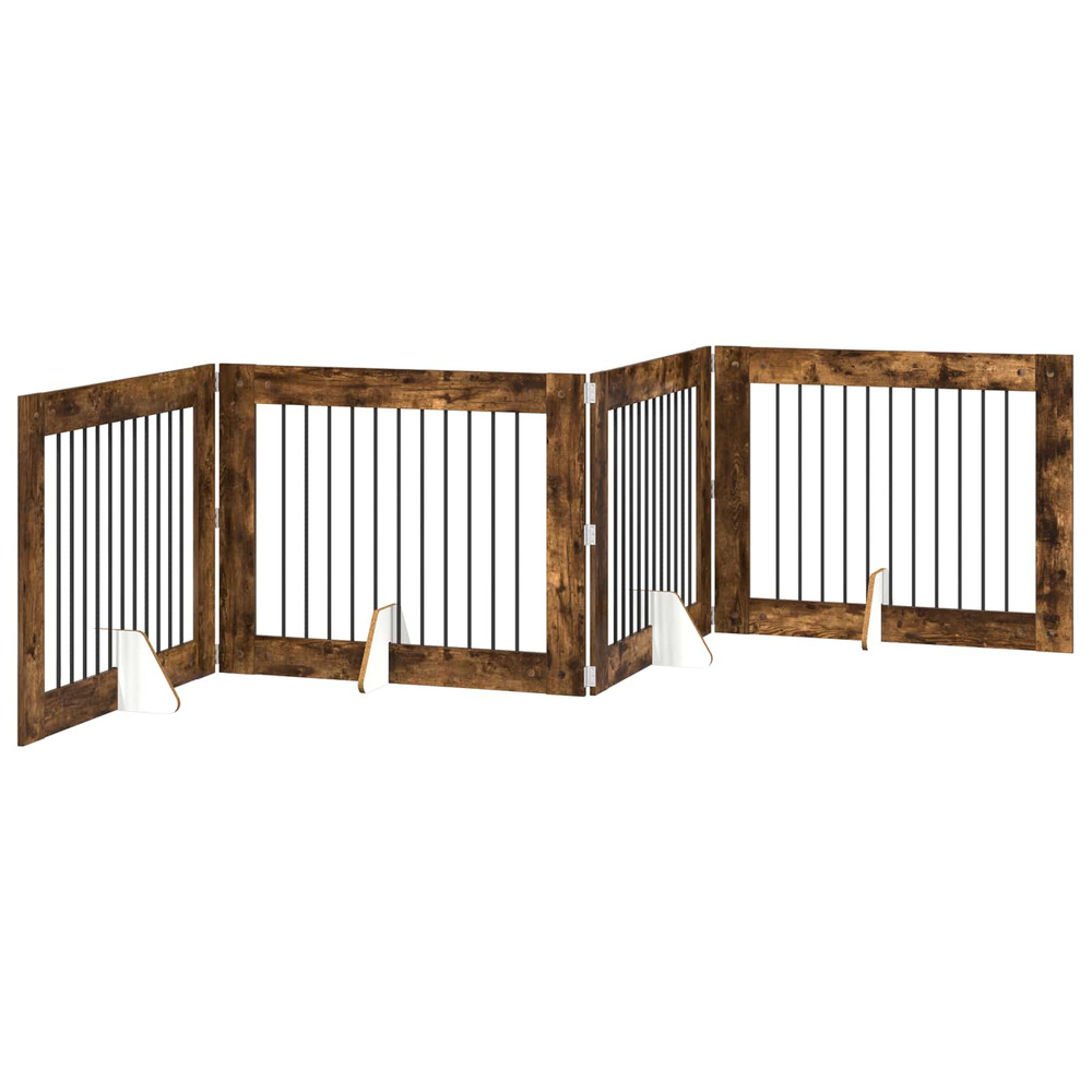 Porte de chien pliable avec supports 4 pcs chêne fumé 401 cm