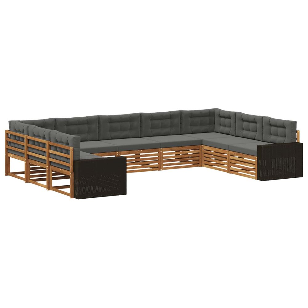 Ensemble de canapés d'extérieur 9 pc naturel et anthracite