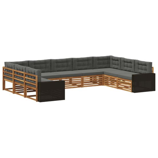 Ensemble de canapés d'extérieur 9 pc naturel et anthracite