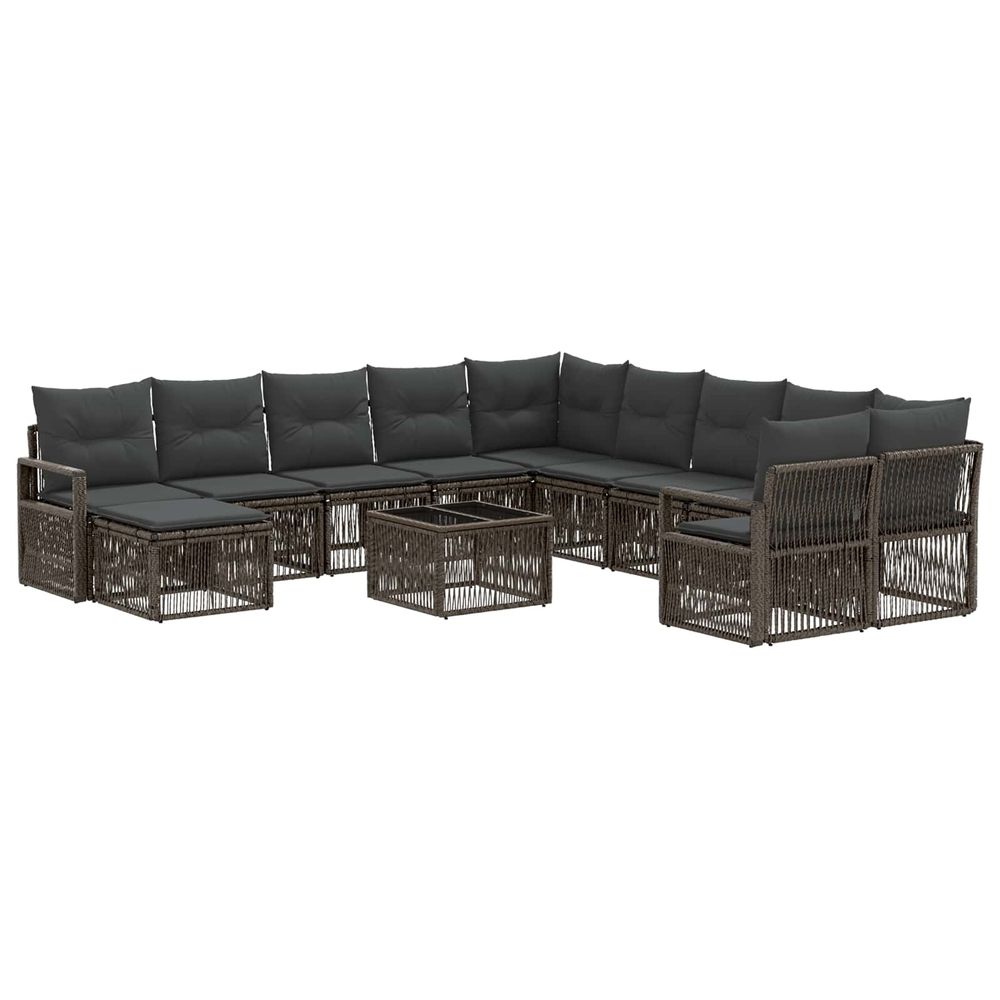 Ensemble de canapé de jardin 12 pc gris polyrotin