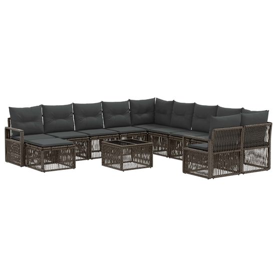 Ensemble de canapé de jardin 12 pc gris polyrotin