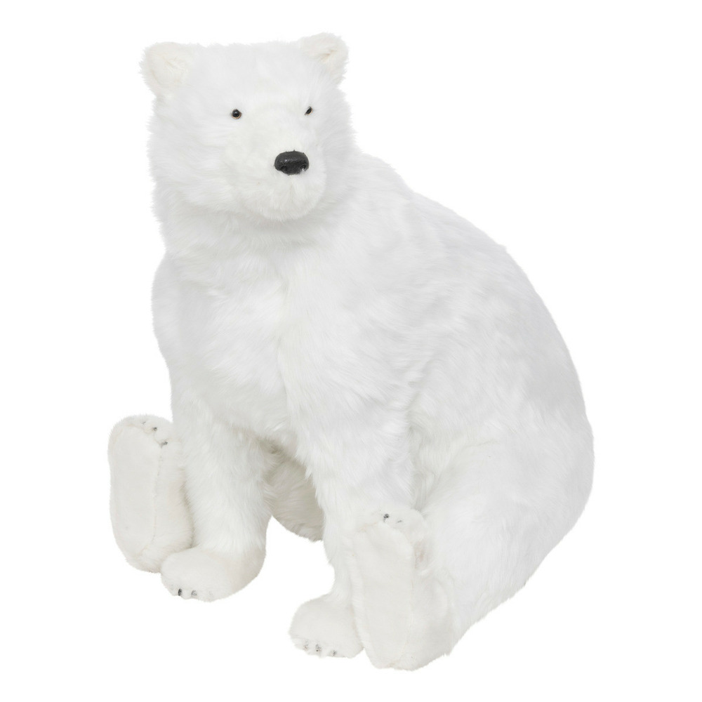 Déco de noël ours blanc géant assis h 74 cm