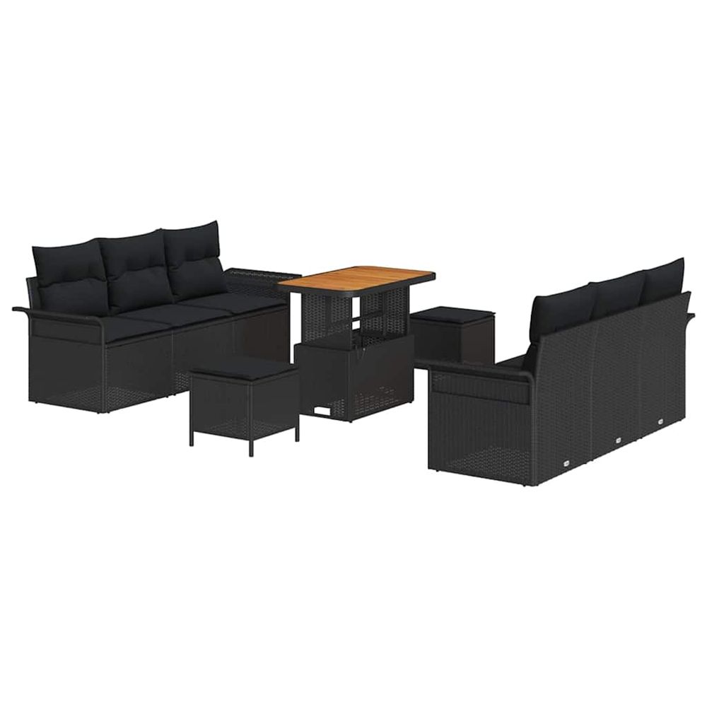 Ensemble de canapé de jardin 9 pc noir polyrotin