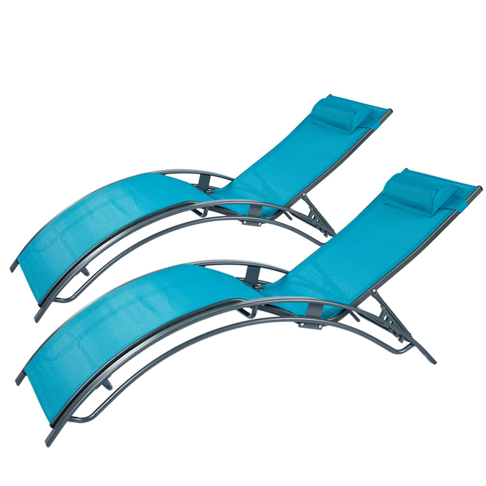 Lot de 2 transats ajustables gris et bleu cali