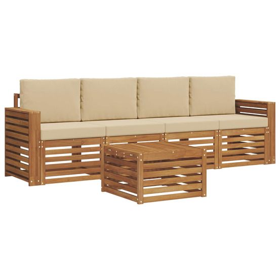 Ensemble de canapés d'extérieur 5 pc naturel et beige