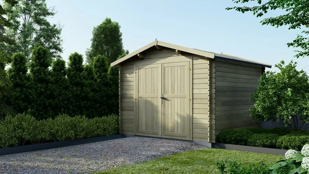 Abri de jardin en bois - 9m2 - 3x3m - traité - ep. 28mm - couleur: vert - dom458 - altanka