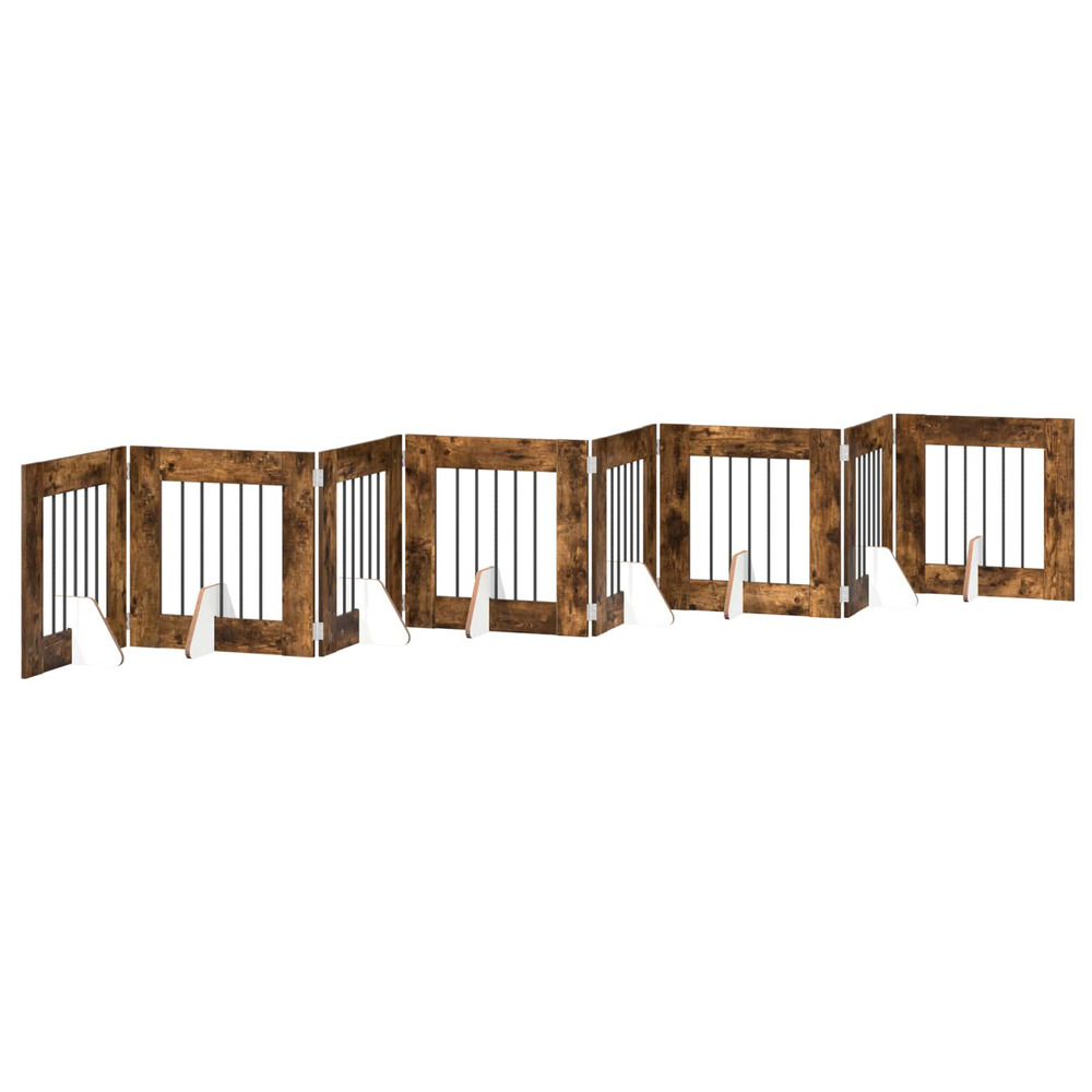 Porte de chien pliable avec supports 8 pc chêne fumé 60 cm