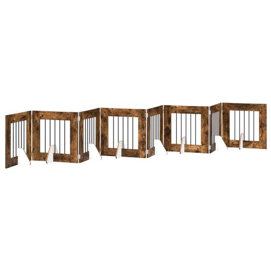 Porte de chien pliable avec supports 8 pc chêne fumé 60 cm